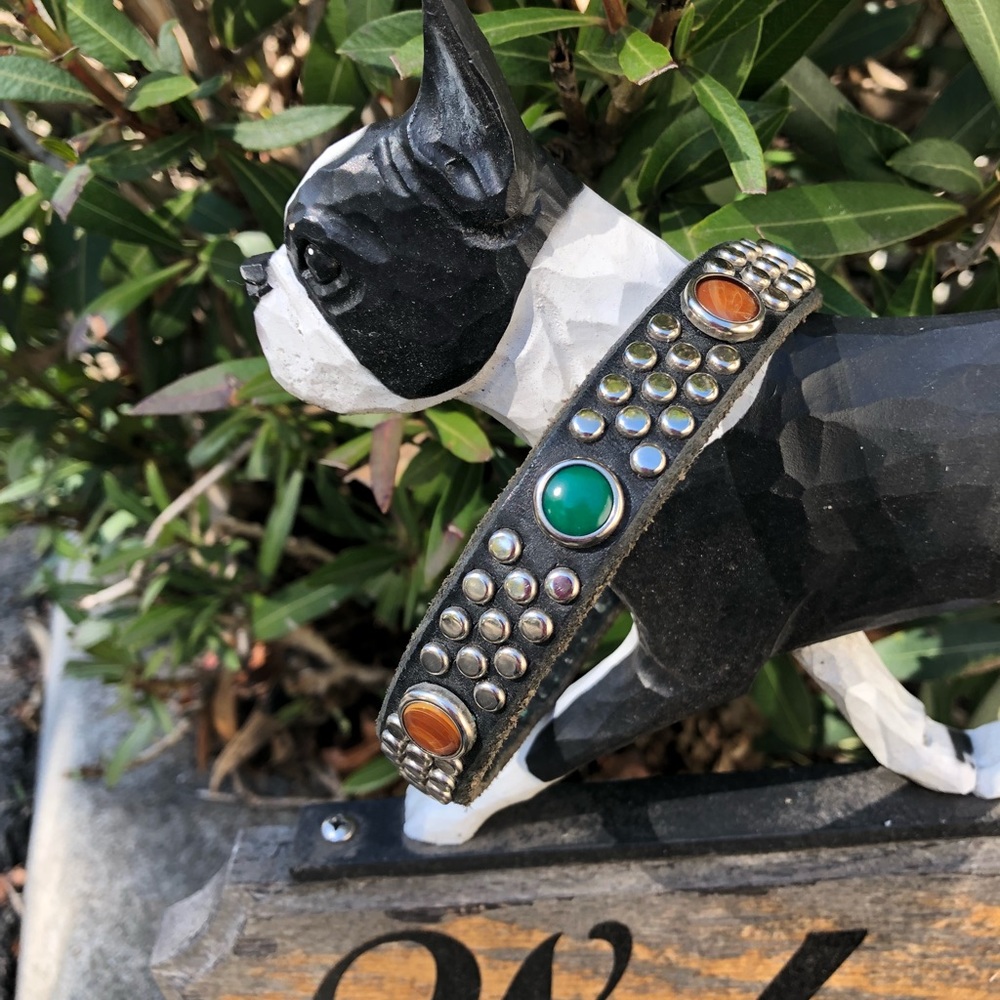 Paco collar black silver Carmel and green